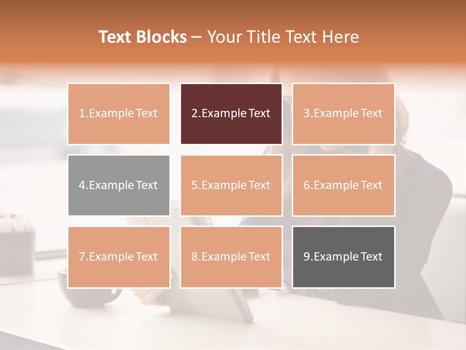 A Woman Sitting At A Table Talking On A Cell Phone PowerPoint Template