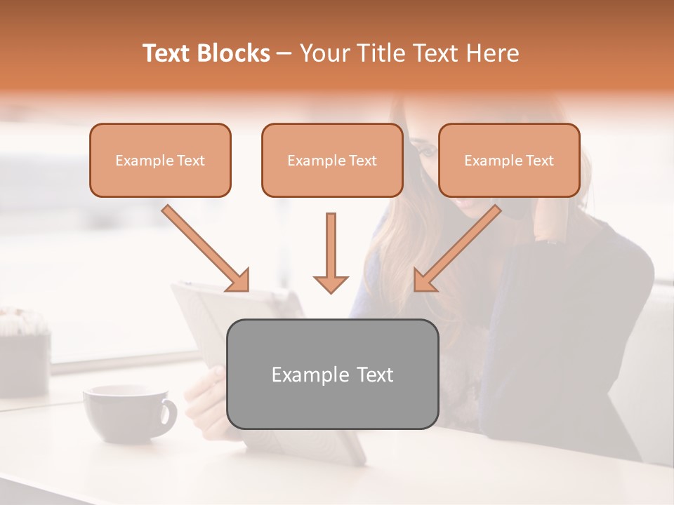 A Woman Sitting At A Table Talking On A Cell Phone PowerPoint Template