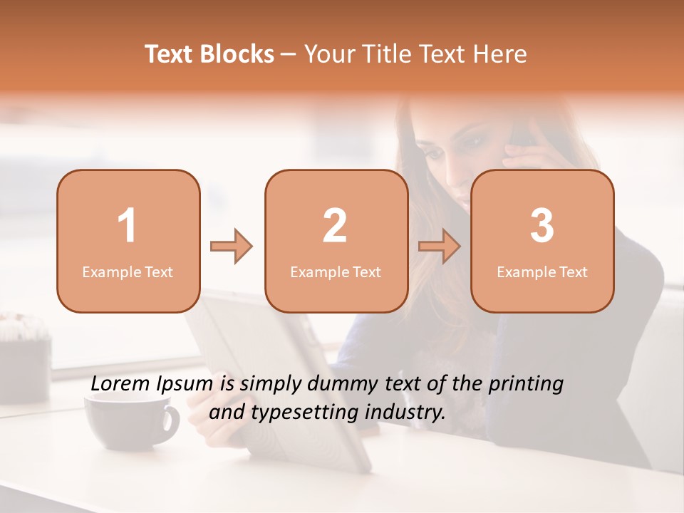 A Woman Sitting At A Table Talking On A Cell Phone PowerPoint Template
