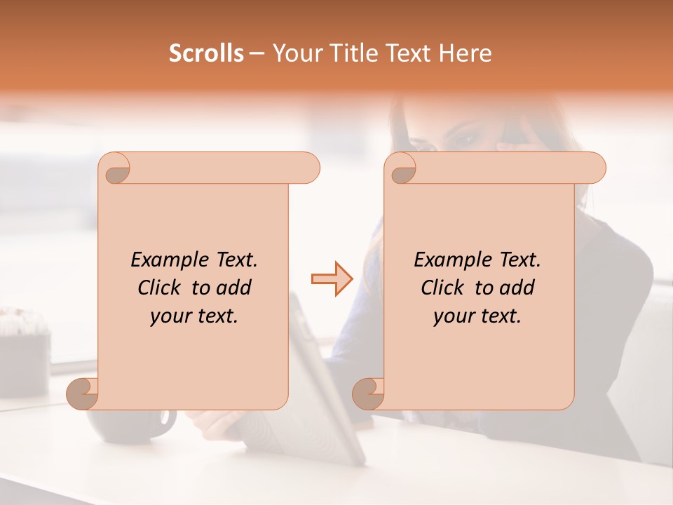 A Woman Sitting At A Table Talking On A Cell Phone PowerPoint Template