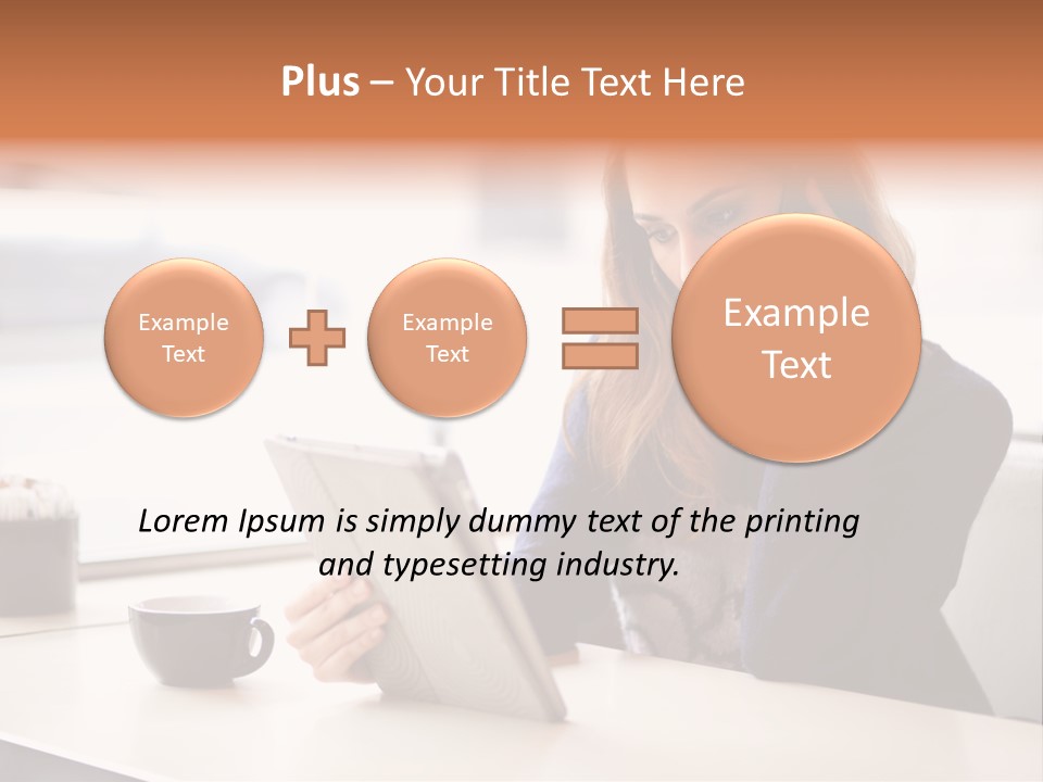 A Woman Sitting At A Table Talking On A Cell Phone PowerPoint Template