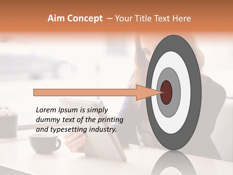 A Woman Sitting At A Table Talking On A Cell Phone PowerPoint Template