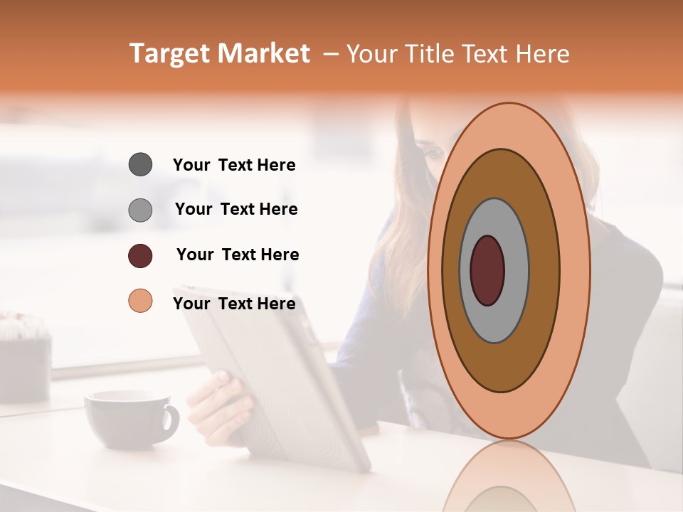 A Woman Sitting At A Table Talking On A Cell Phone PowerPoint Template