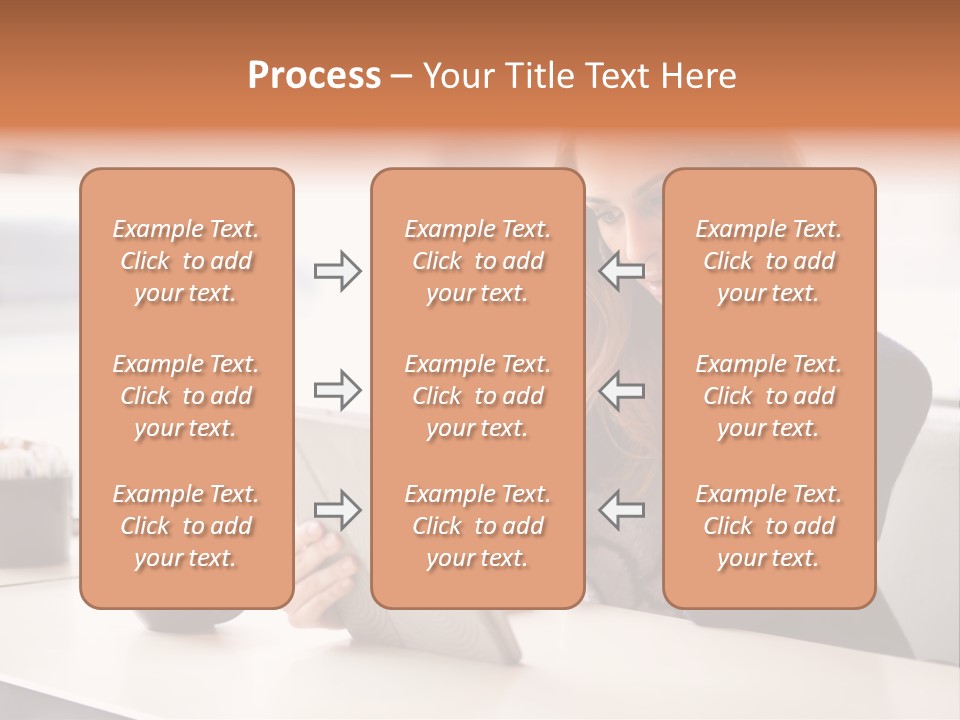 A Woman Sitting At A Table Talking On A Cell Phone PowerPoint Template