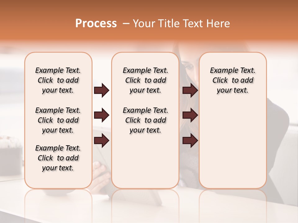 A Woman Sitting At A Table Talking On A Cell Phone PowerPoint Template