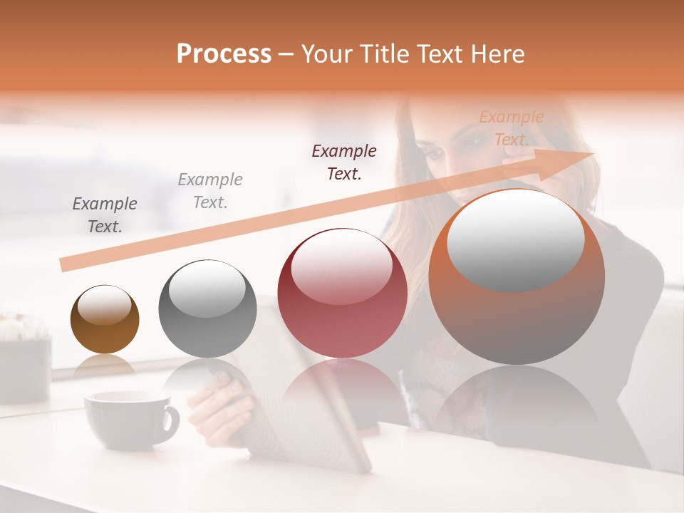 A Woman Sitting At A Table Talking On A Cell Phone PowerPoint Template