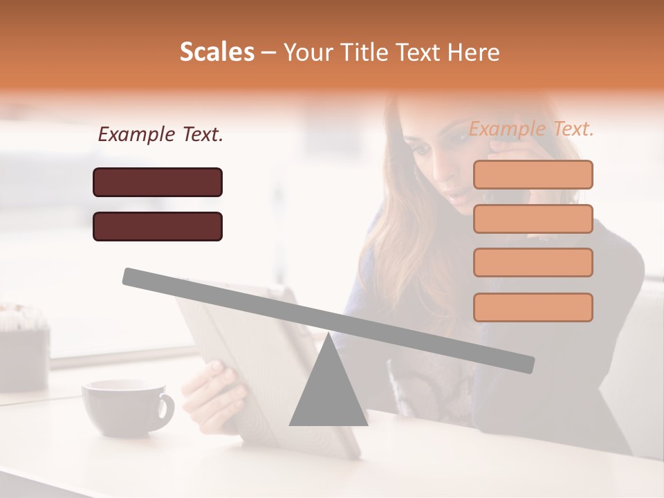 A Woman Sitting At A Table Talking On A Cell Phone PowerPoint Template