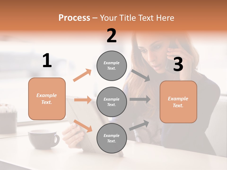 A Woman Sitting At A Table Talking On A Cell Phone PowerPoint Template