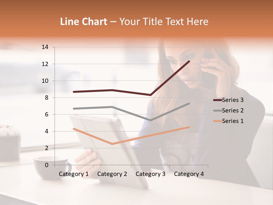 A Woman Sitting At A Table Talking On A Cell Phone PowerPoint Template