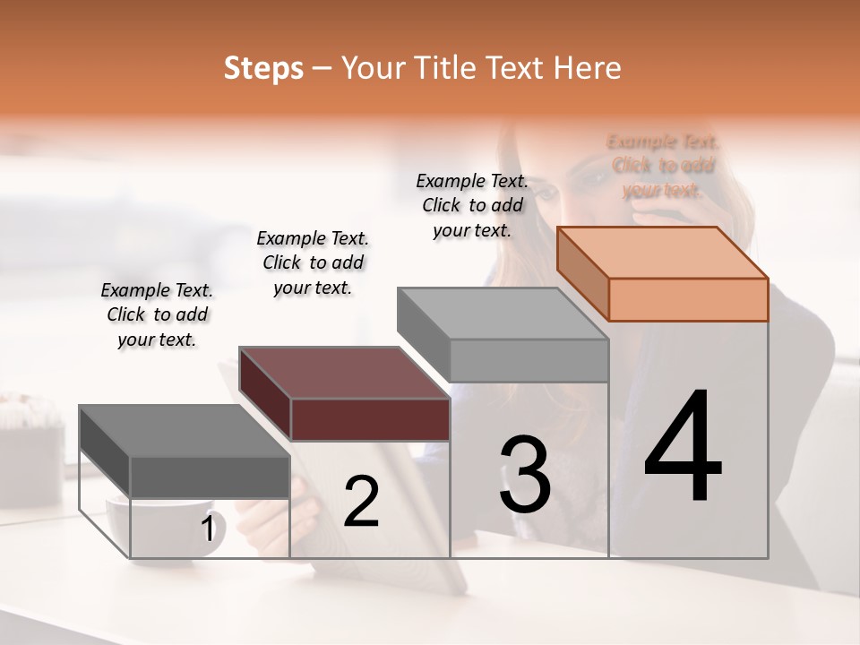 A Woman Sitting At A Table Talking On A Cell Phone PowerPoint Template