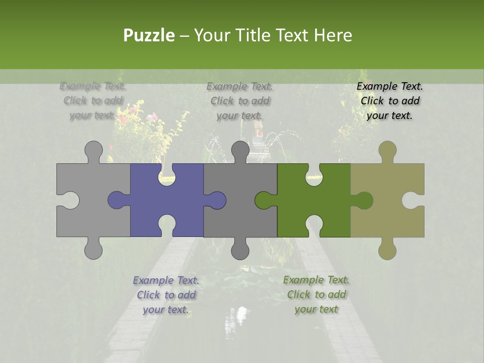 A Formal Garden With A Fountain In The Middle Of It PowerPoint Template