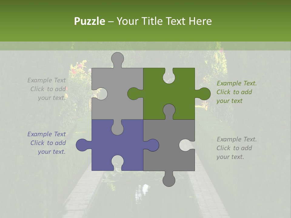 A Formal Garden With A Fountain In The Middle Of It PowerPoint Template