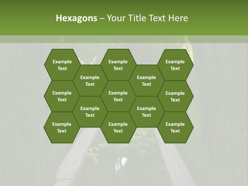 A Formal Garden With A Fountain In The Middle Of It PowerPoint Template
