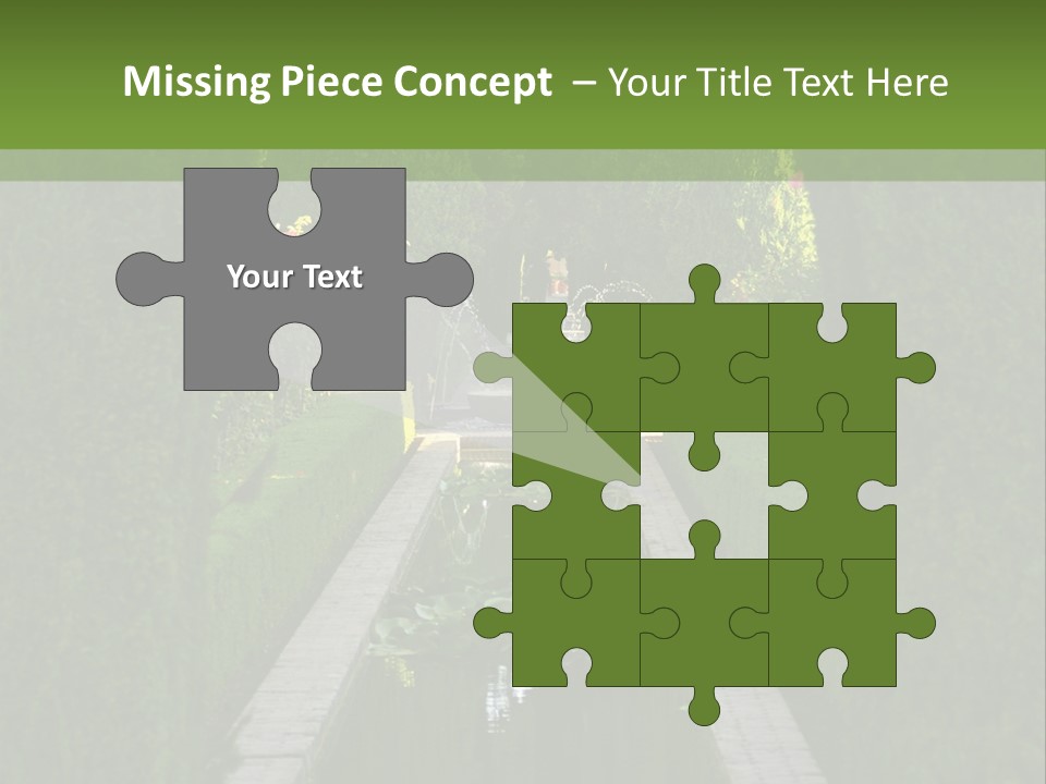 A Formal Garden With A Fountain In The Middle Of It PowerPoint Template