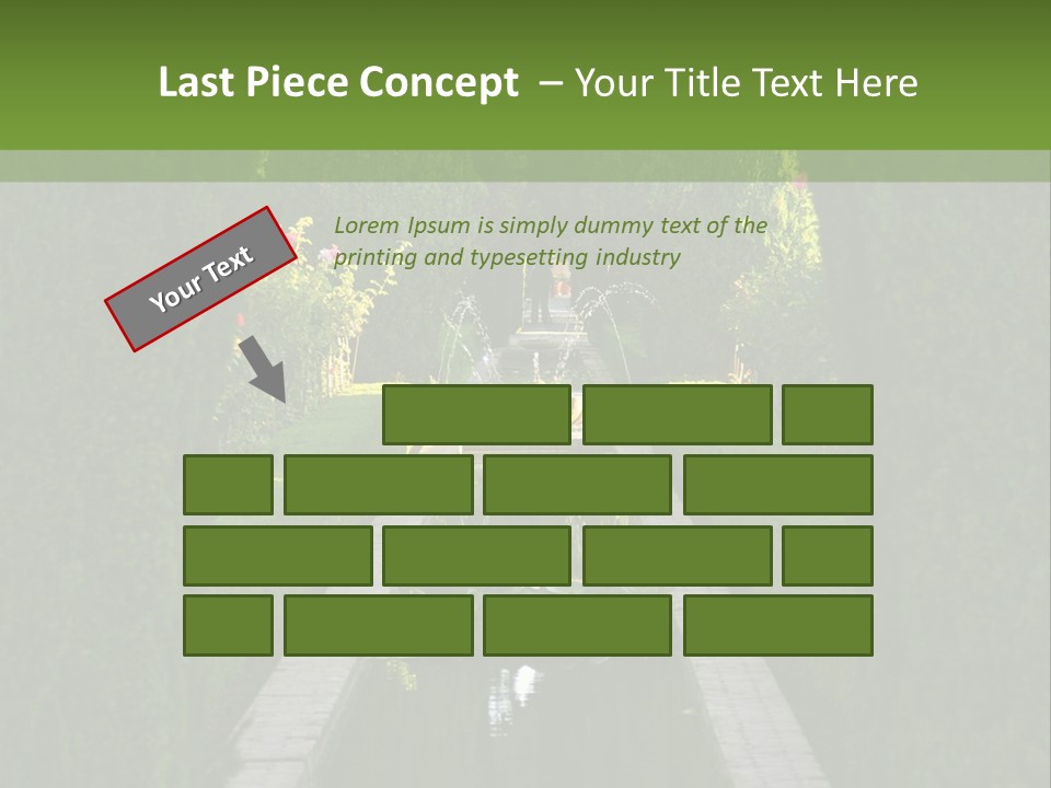 A Formal Garden With A Fountain In The Middle Of It PowerPoint Template