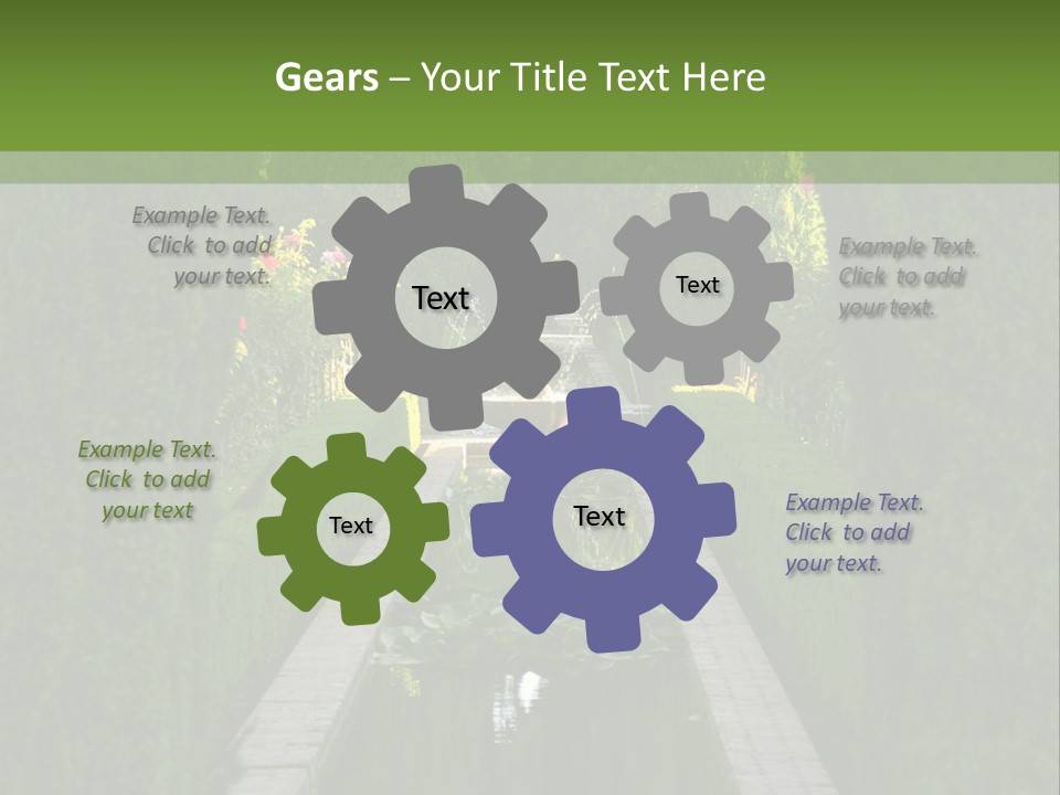 A Formal Garden With A Fountain In The Middle Of It PowerPoint Template