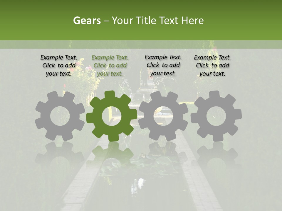 A Formal Garden With A Fountain In The Middle Of It PowerPoint Template