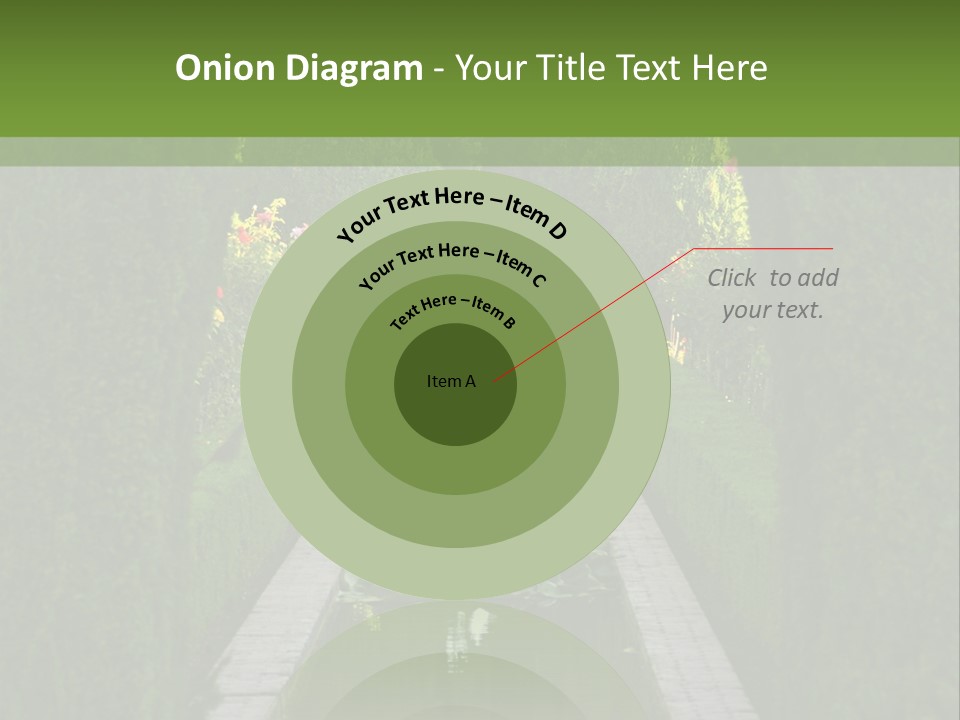 A Formal Garden With A Fountain In The Middle Of It PowerPoint Template