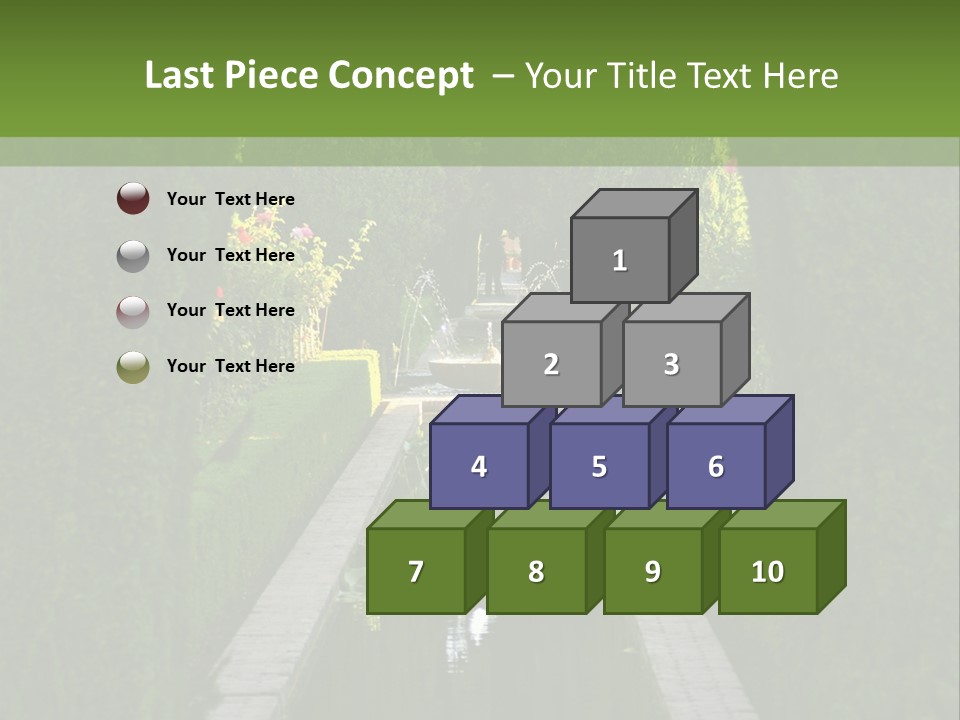 A Formal Garden With A Fountain In The Middle Of It PowerPoint Template