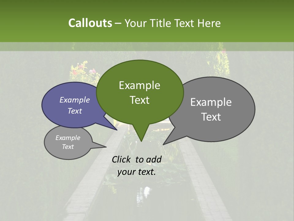 A Formal Garden With A Fountain In The Middle Of It PowerPoint Template