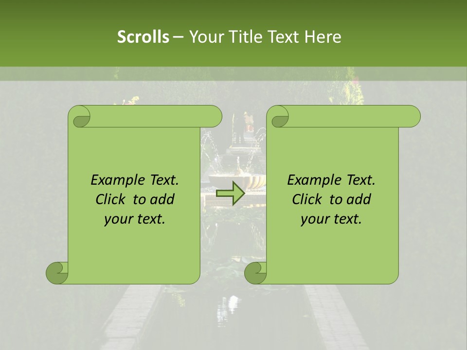 A Formal Garden With A Fountain In The Middle Of It PowerPoint Template