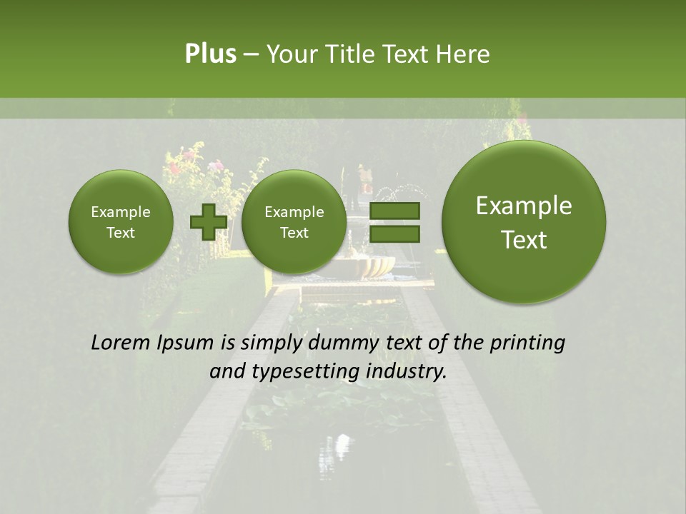 A Formal Garden With A Fountain In The Middle Of It PowerPoint Template