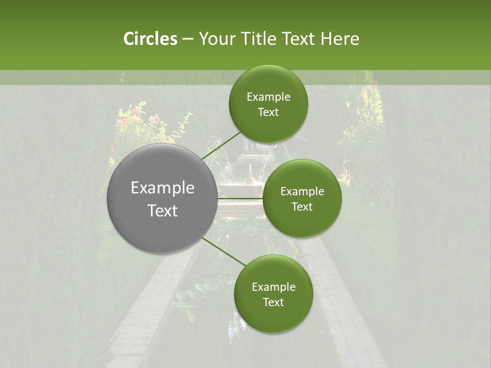 A Formal Garden With A Fountain In The Middle Of It PowerPoint Template