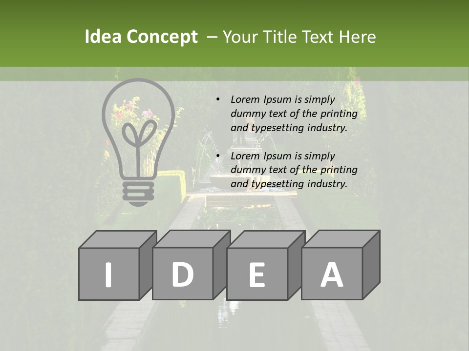 A Formal Garden With A Fountain In The Middle Of It PowerPoint Template