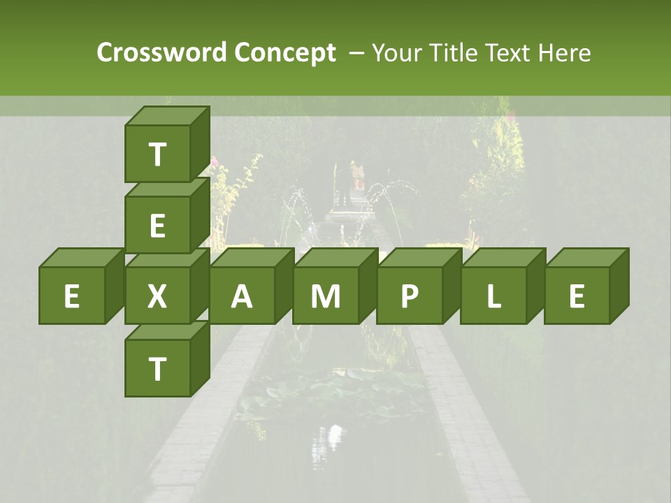 A Formal Garden With A Fountain In The Middle Of It PowerPoint Template