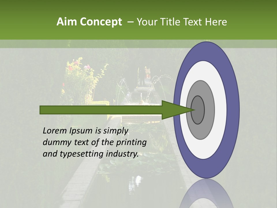A Formal Garden With A Fountain In The Middle Of It PowerPoint Template