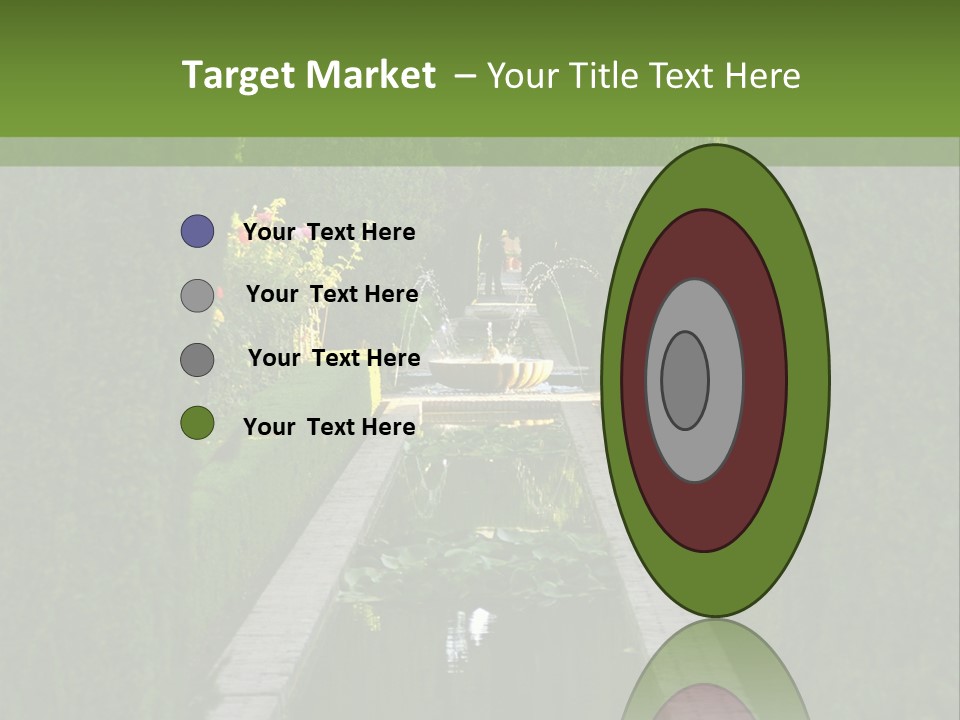 A Formal Garden With A Fountain In The Middle Of It PowerPoint Template