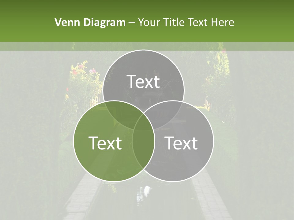 A Formal Garden With A Fountain In The Middle Of It PowerPoint Template