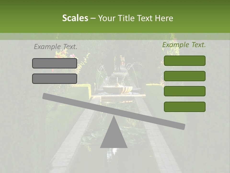 A Formal Garden With A Fountain In The Middle Of It PowerPoint Template