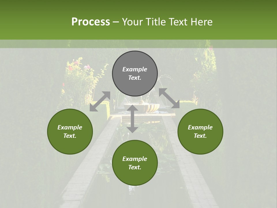 A Formal Garden With A Fountain In The Middle Of It PowerPoint Template