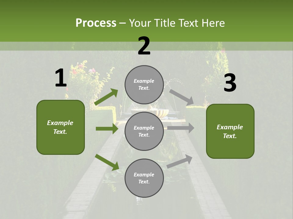 A Formal Garden With A Fountain In The Middle Of It PowerPoint Template