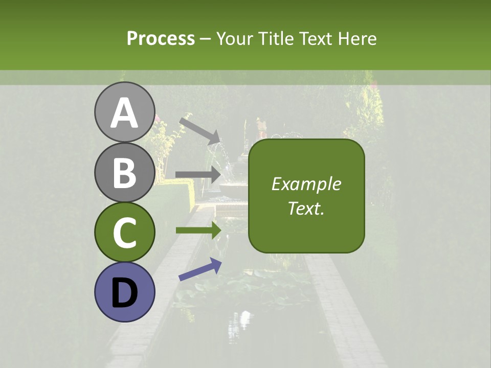 A Formal Garden With A Fountain In The Middle Of It PowerPoint Template