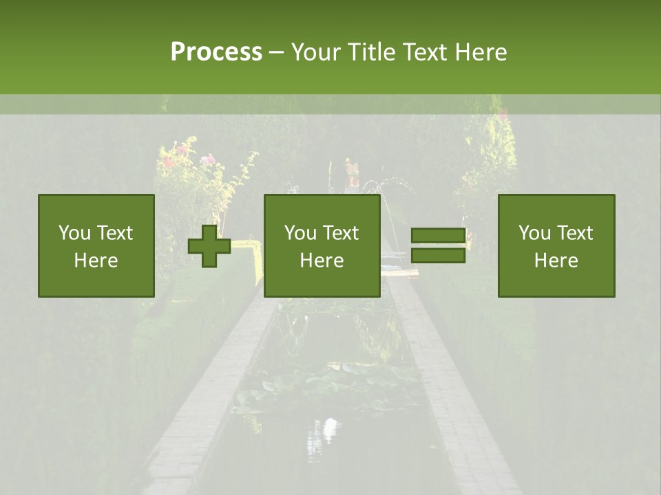 A Formal Garden With A Fountain In The Middle Of It PowerPoint Template