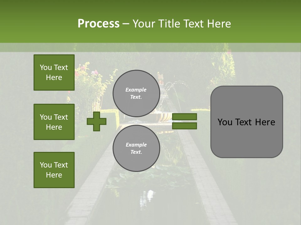A Formal Garden With A Fountain In The Middle Of It PowerPoint Template