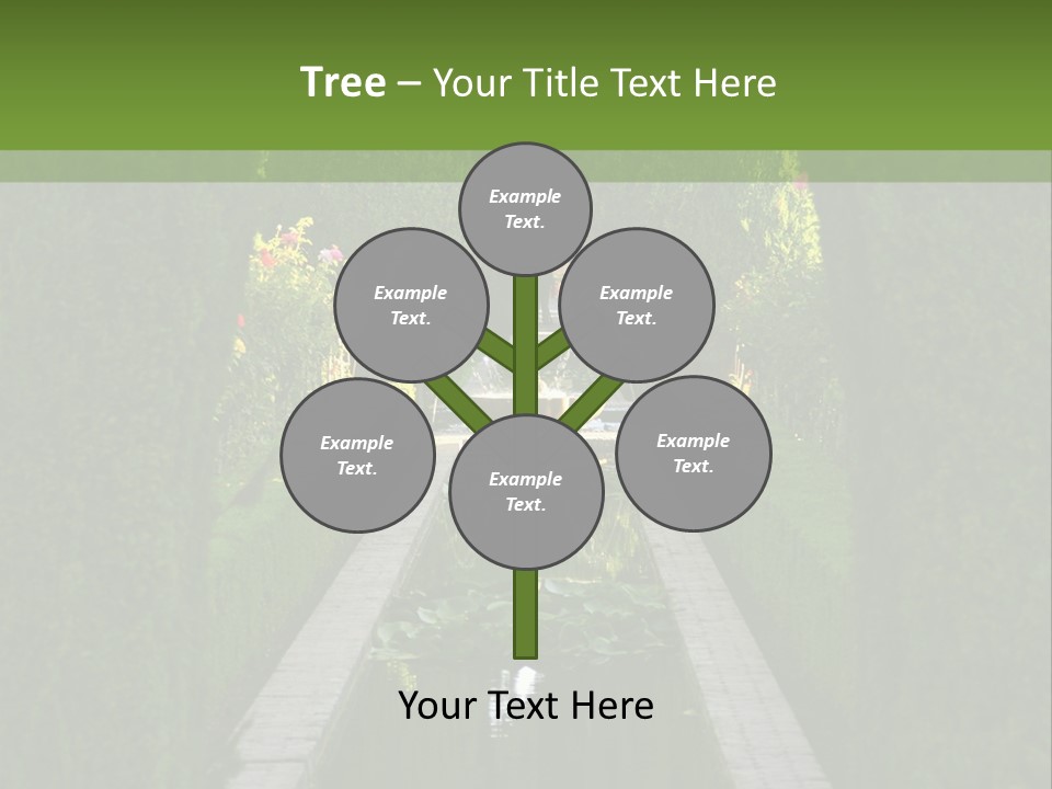 A Formal Garden With A Fountain In The Middle Of It PowerPoint Template