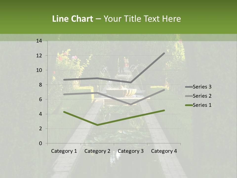 A Formal Garden With A Fountain In The Middle Of It PowerPoint Template