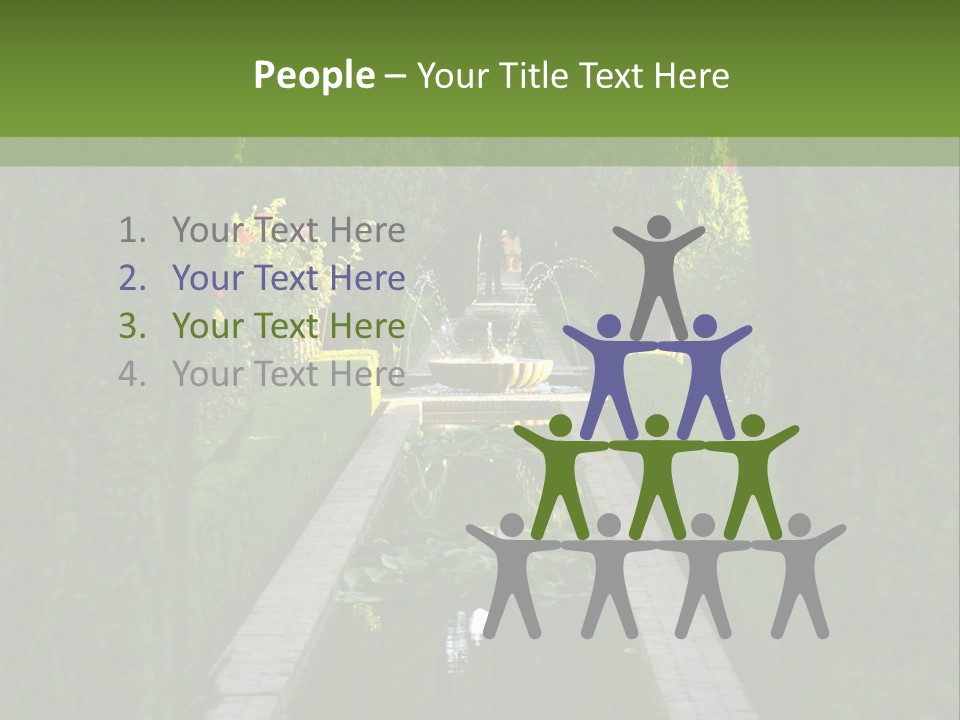 A Formal Garden With A Fountain In The Middle Of It PowerPoint Template