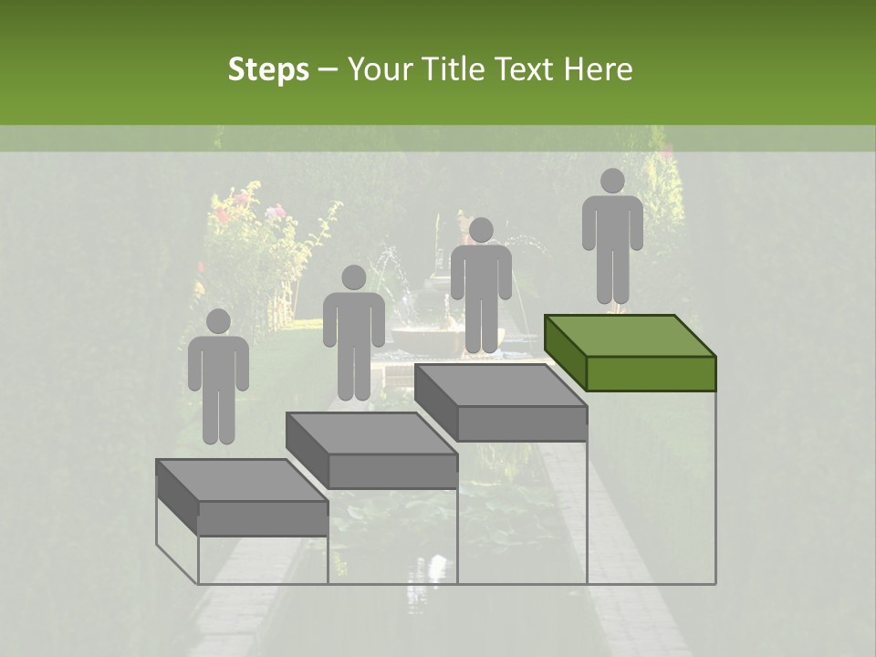 A Formal Garden With A Fountain In The Middle Of It PowerPoint Template