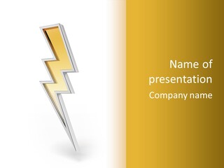 A Lightning Bolt On A White And Gold Background PowerPoint Template