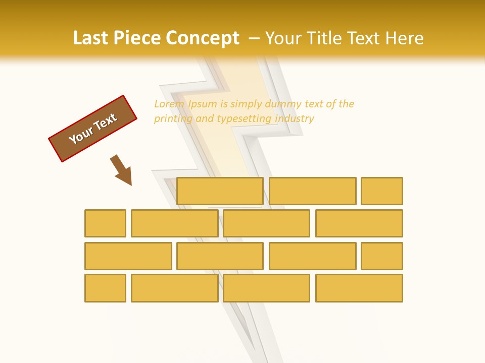 A Lightning Bolt On A White And Gold Background PowerPoint Template
