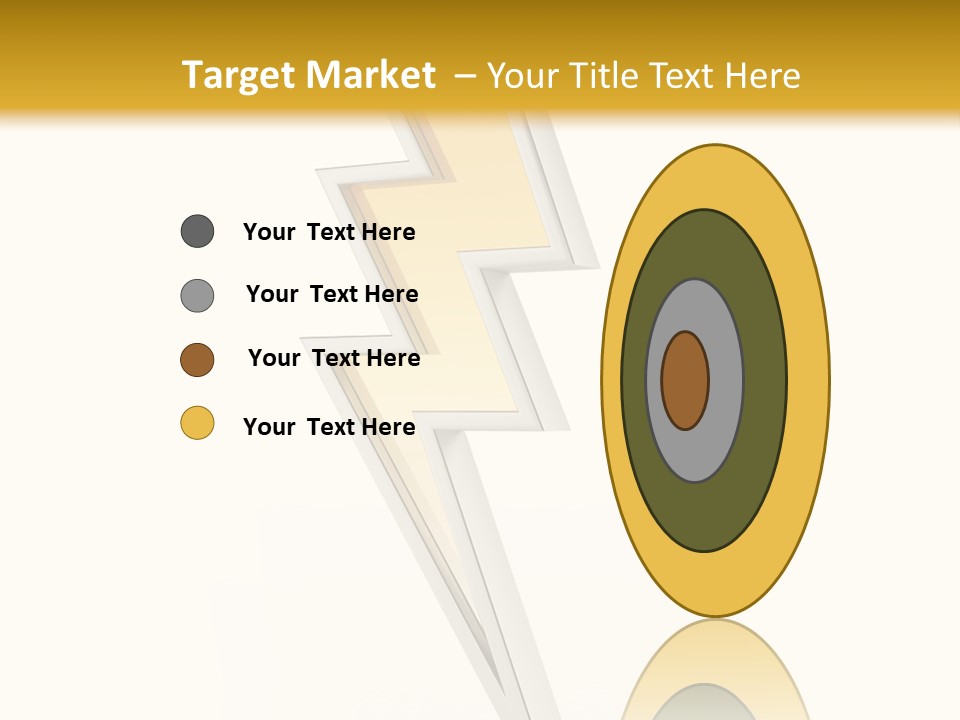 A Lightning Bolt On A White And Gold Background PowerPoint Template