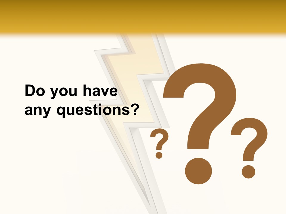 A Lightning Bolt On A White And Gold Background PowerPoint Template