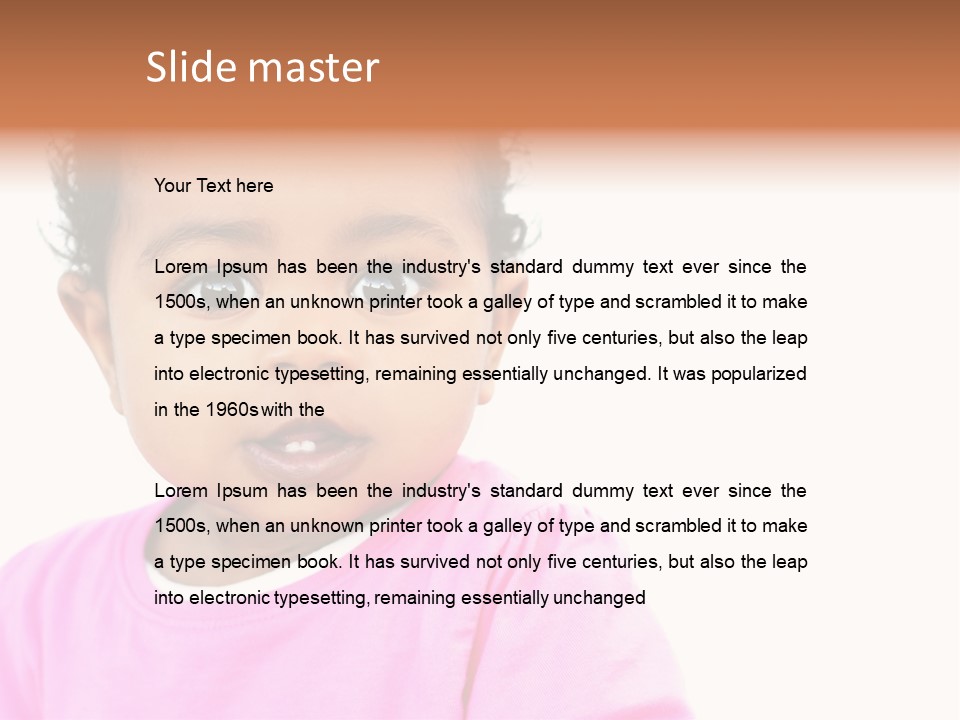 A Baby Girl In A Pink Shirt Is Looking At The Camera PowerPoint Template