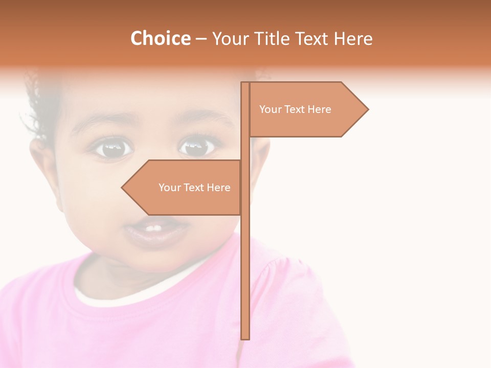 A Baby Girl In A Pink Shirt Is Looking At The Camera PowerPoint Template