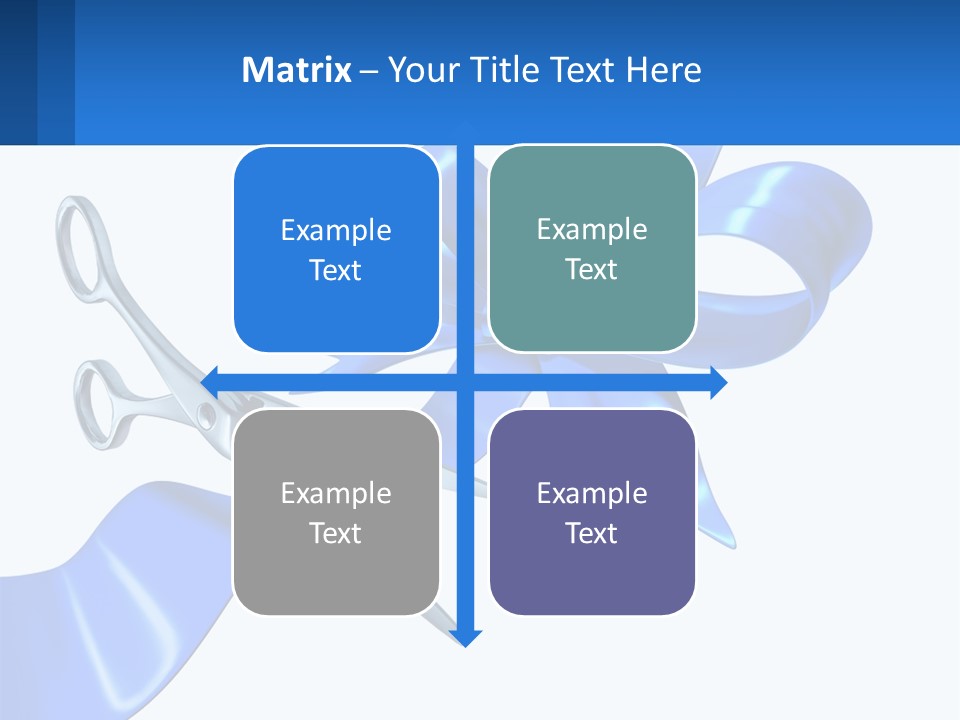 A Blue Ribbon With A Pair Of Scissors On It PowerPoint Template