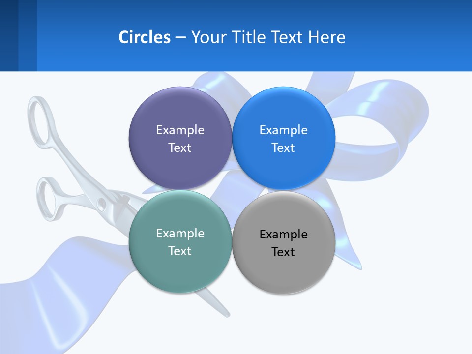 A Blue Ribbon With A Pair Of Scissors On It PowerPoint Template